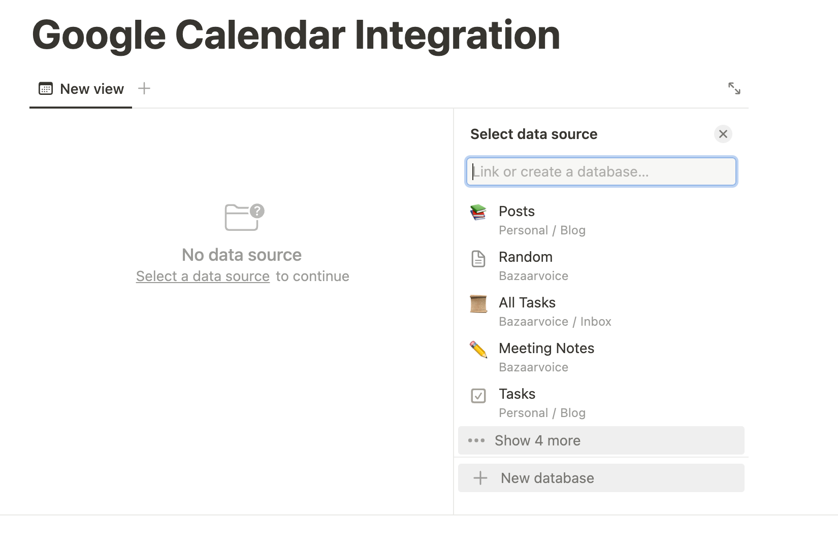 Select or create a database